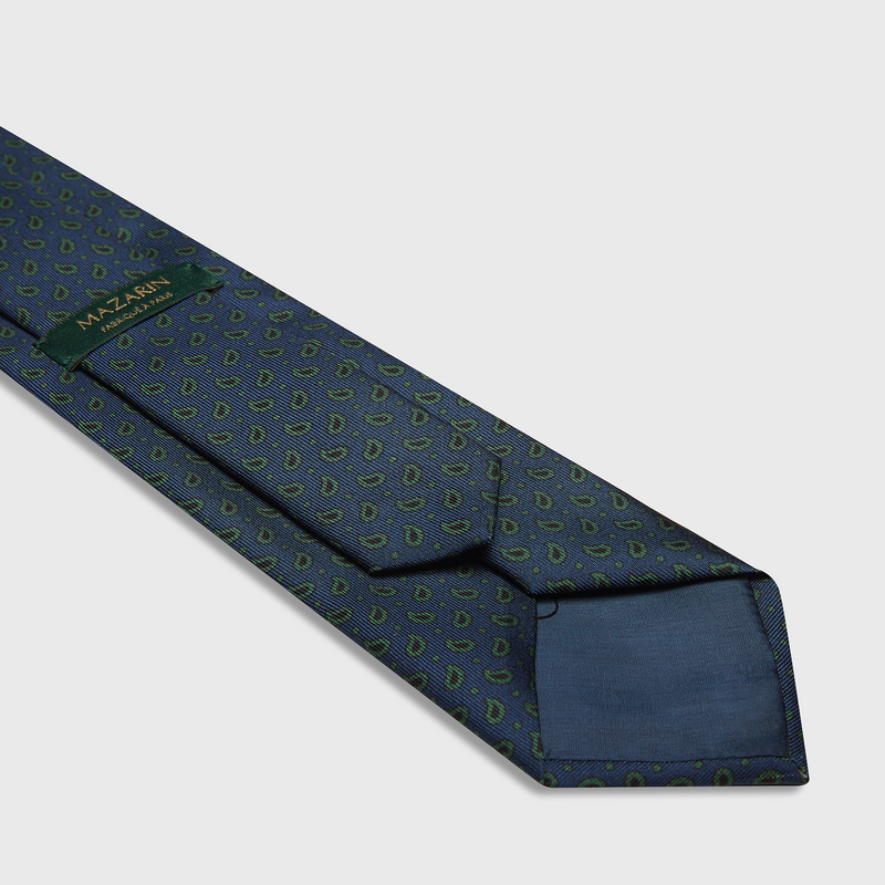Cravate cachemire bleu et vert - Soie