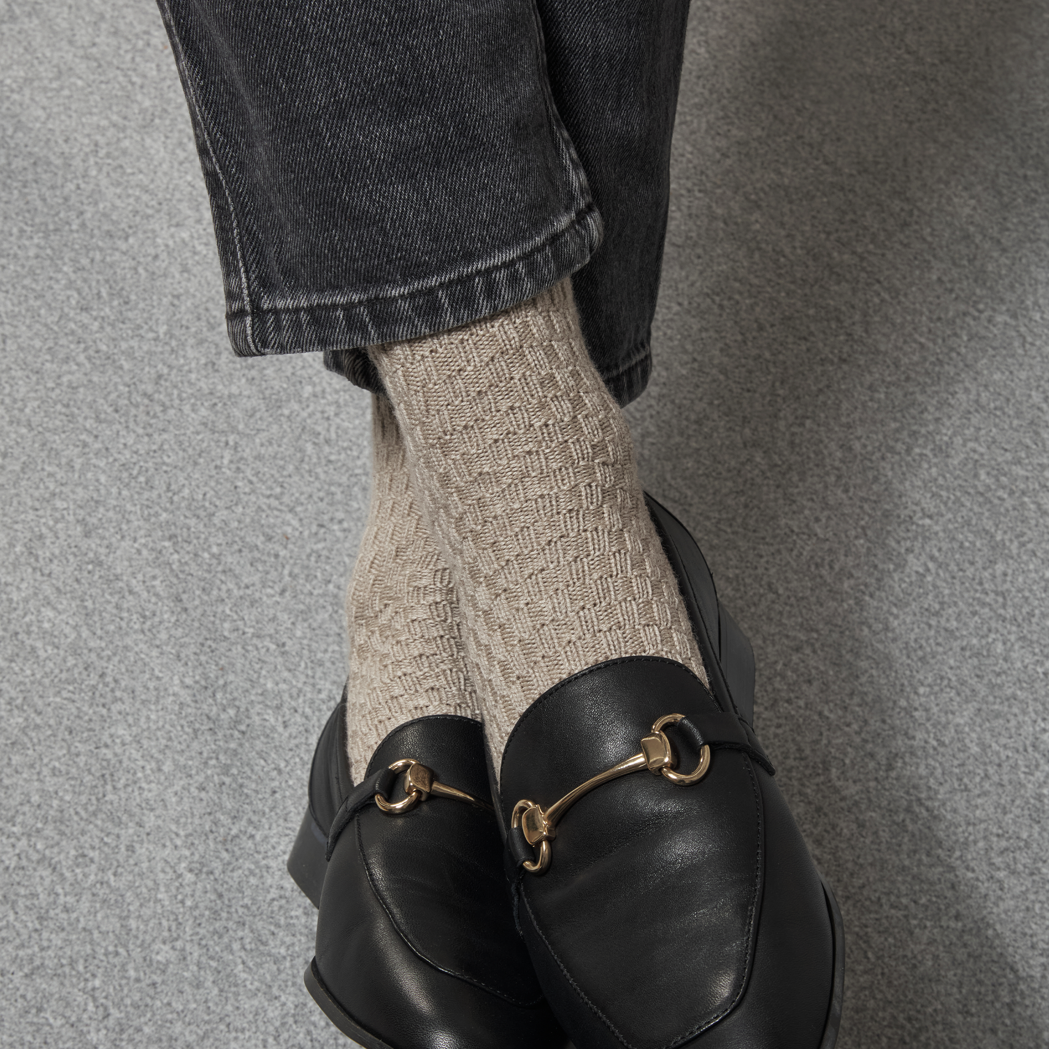 Beige - Geflochtene Wolle