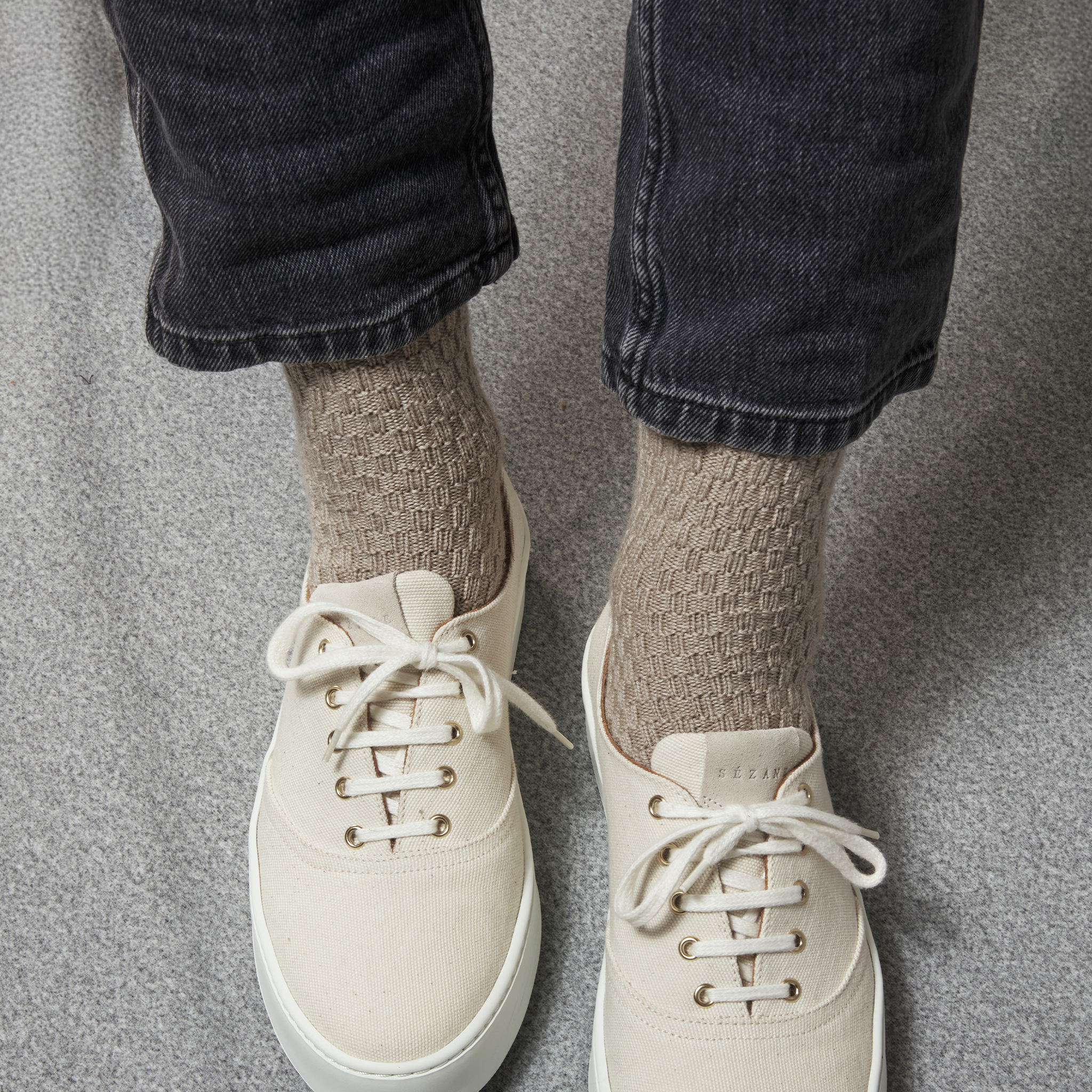 Beige - Laine nattée
