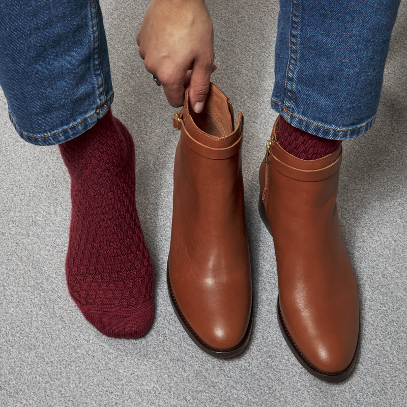Burgundy - Plaited - Wool