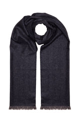 Bufanda Espiga 100% Cachemira - Azul Marino y Gris