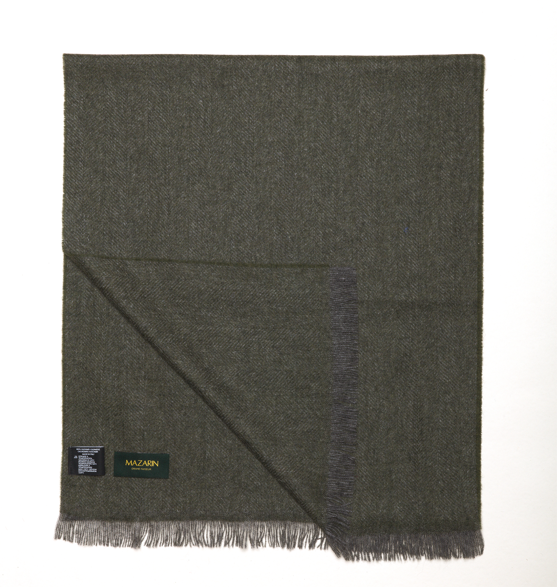 Écharpe 100% Cachemire - Chevrons - Vert & Gris