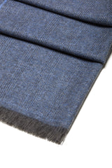 Bufanda Espiga 100% Cachemira - Cielo y Gris