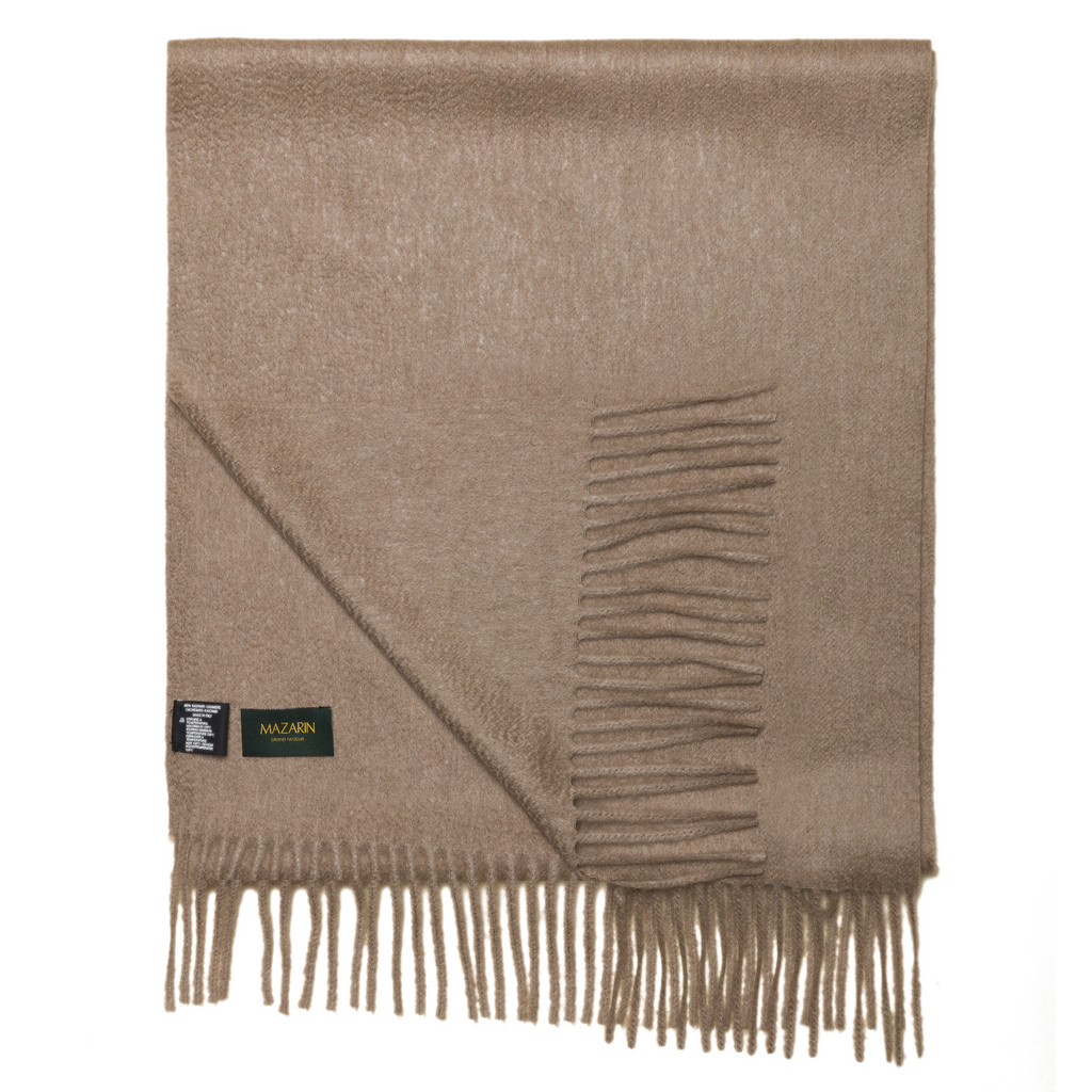 【Paris archive】90s Cashmere 100% Muffler 100% Cashmere Scarf - Dark Beige – Mes Chaussettes Rouges