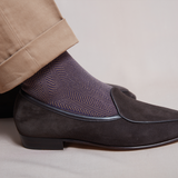 Purple &amp; Beige - Herringbone - Super-strong Cotton lisle