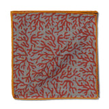 Pochette Acier & Rouge - Motif Corail - Laine & Soie