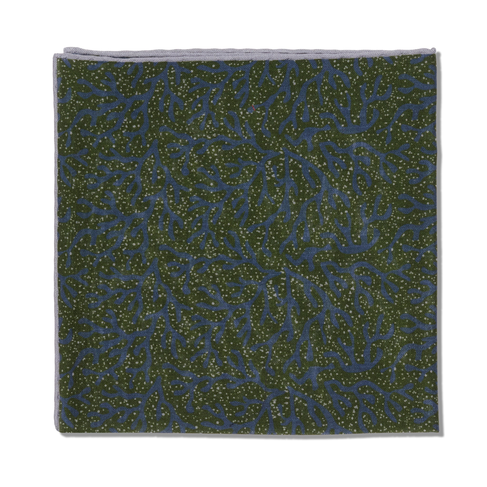 Einstecktuch Blau & Grün - Korallenmotiv - Wolle & Seide