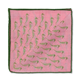 Pochette Rose & Vert - Motif Hippocampes - Laine & Soie