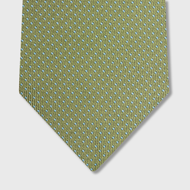 Green tie with blue polka dots - Silk