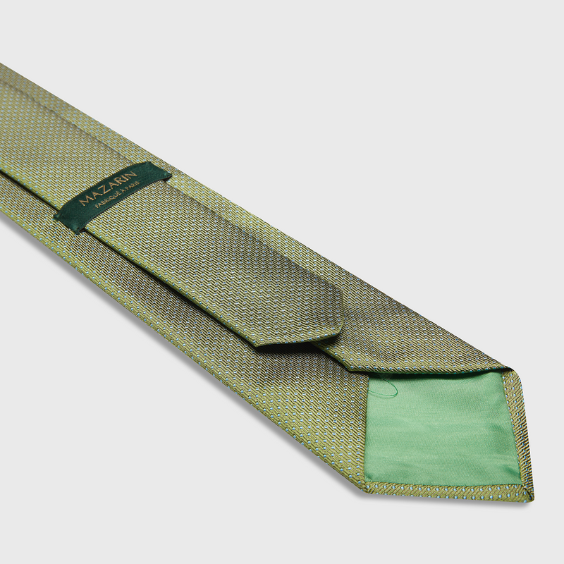 Green tie with blue polka dots - Silk