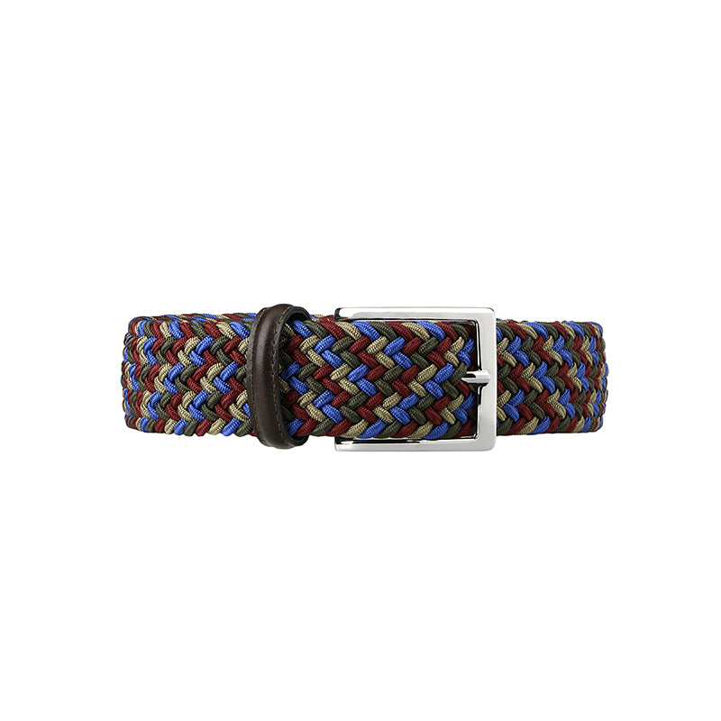 Blue & Khaki & Burgundy - Braided Belt