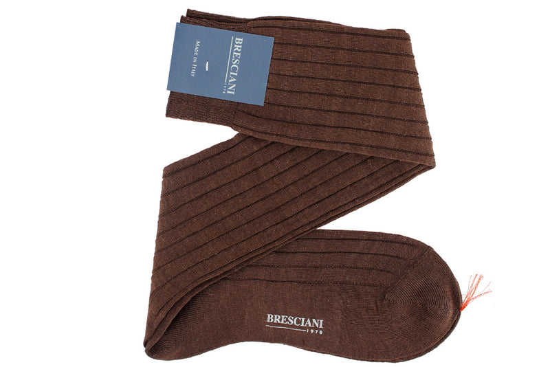 Brown high socks for men - 95% Linen - Bresciani – Mes Chaussettes Rouges