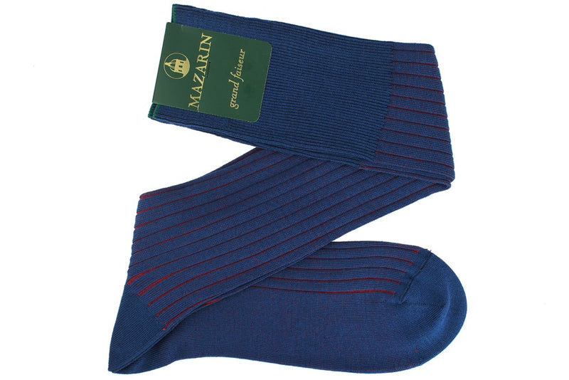 Midnight Blue & Red - Super-Durable Cotton Lisle