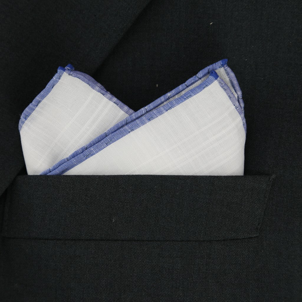 White & Navy - Pocket Square