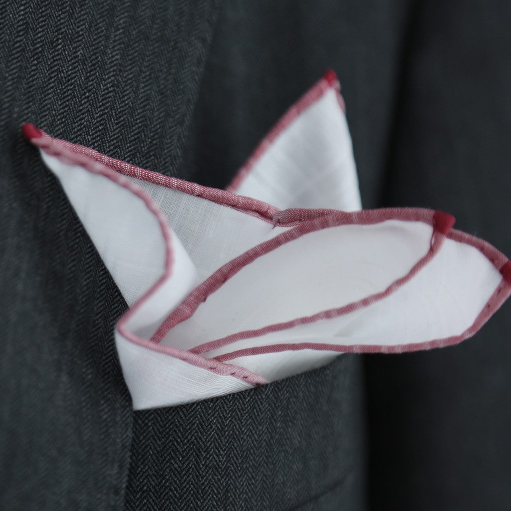 White & Burgundy - Pocket Square