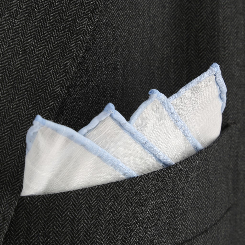 White & Sky Blue - Pocket Square
