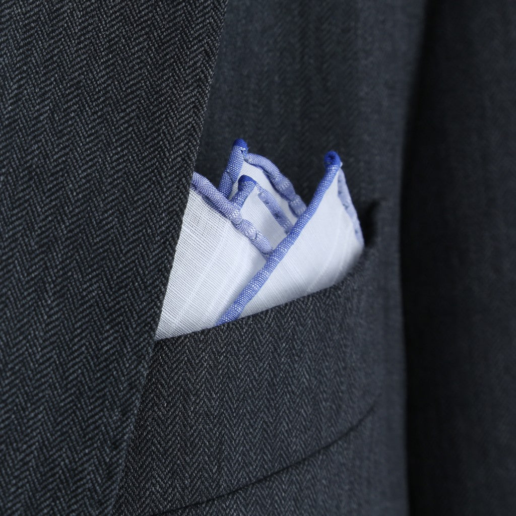 White & Navy - Pocket Square