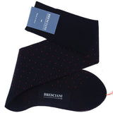 Navy Blue & Red - Polka-Dots - Cotton Lisle