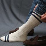 Off-White & Navy Blue - Linen & Cotton