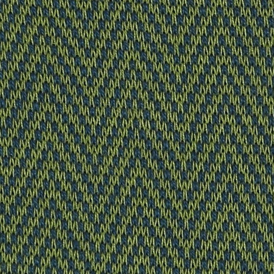 Meadow Green & Navy Blue - Herringbone - Cotton Lisle
