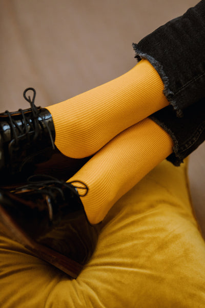 Chaussettes de sport Jaune & Orange Vintage - Coton - Mazarin