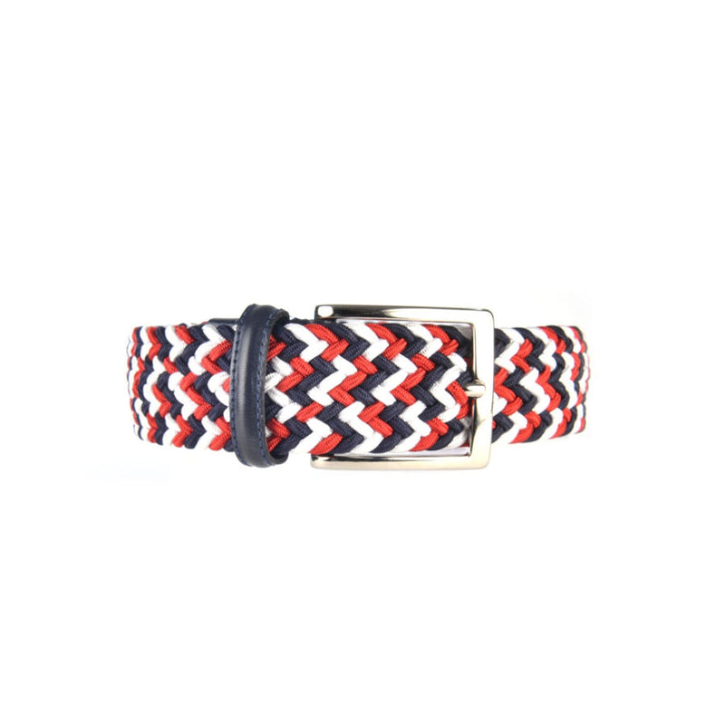 Blue & White & Red - Braided Belt