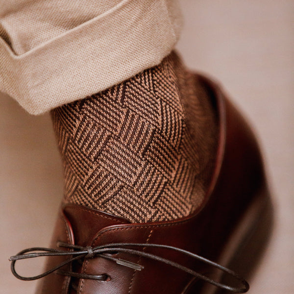 Brown & Dark Beige - Plaited - Wool