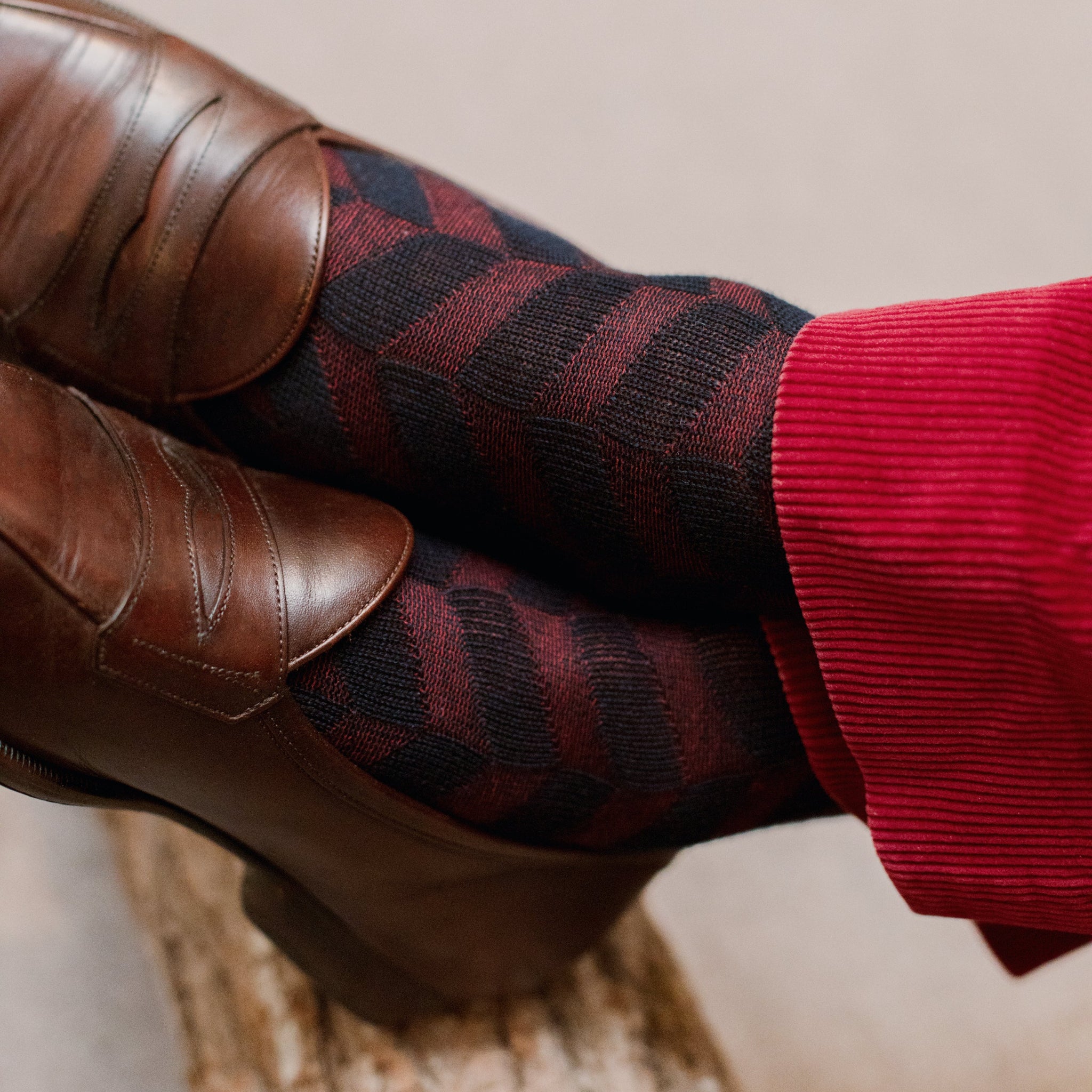 Marine & Rouge - Chevrons XXL - Laine