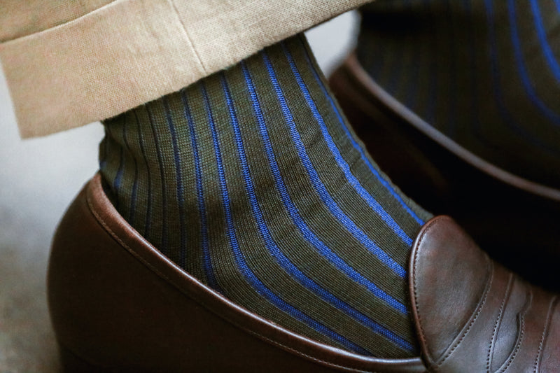 Khaki & Royal Blue - Wool