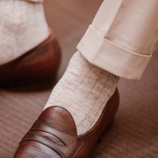 Chaussettes hautes beiges pour homme - 90% Laine - Bresciani – Mes  Chaussettes Rouges