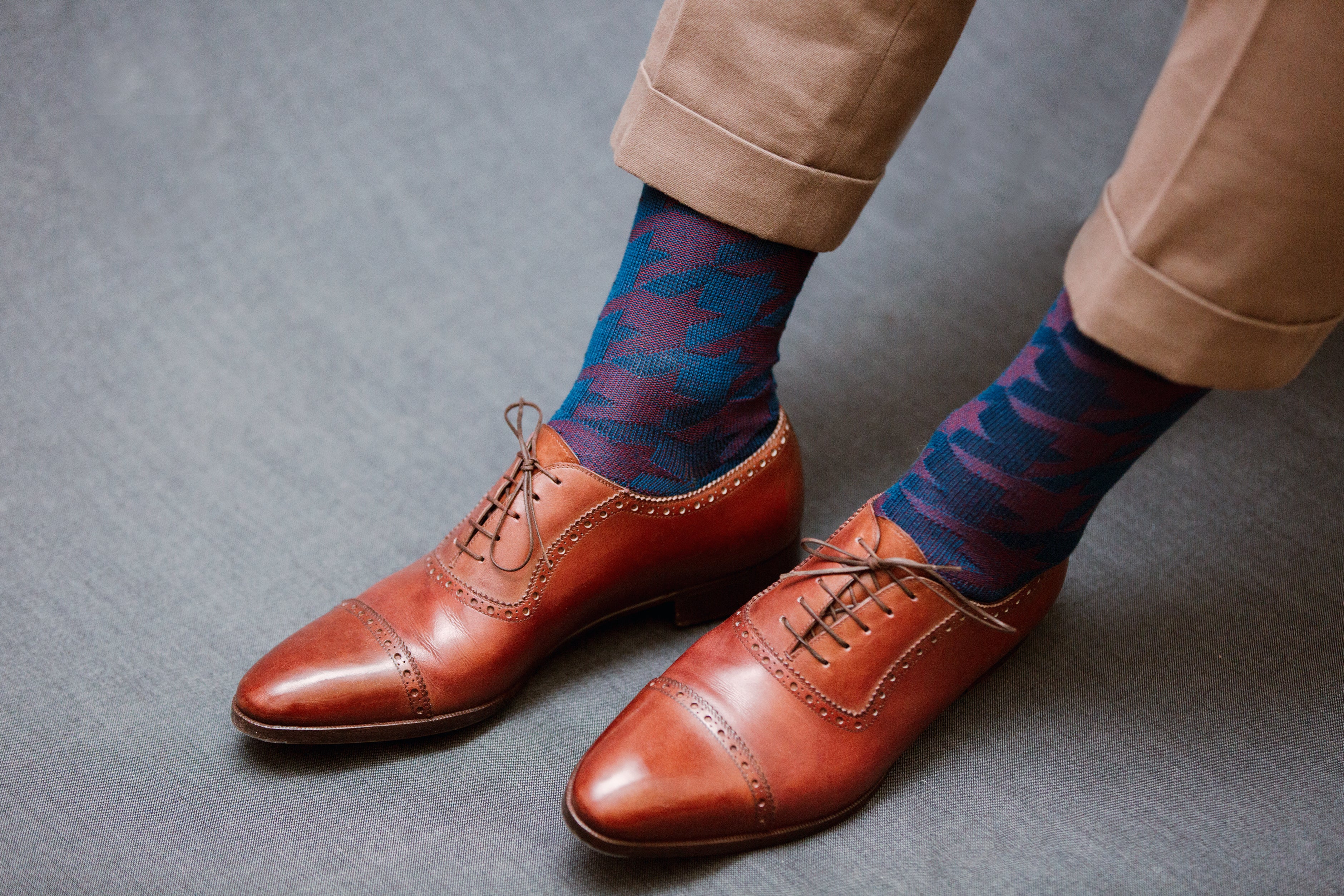 Short blue & raspberry socks - Wool - Brescianiurtes – Mes Chaussettes ...