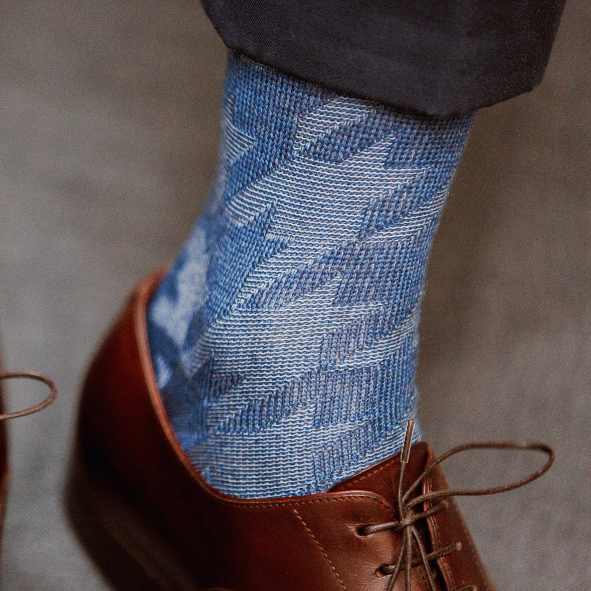 Blau & Hellblau - Hahnentritt XXL - Wolle