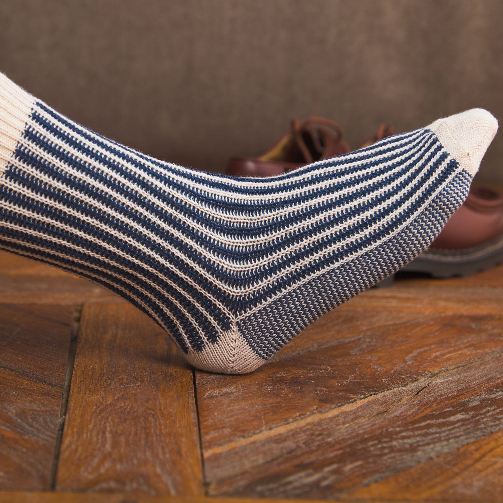 Beige & Bleu - Rayures Transat - Coton