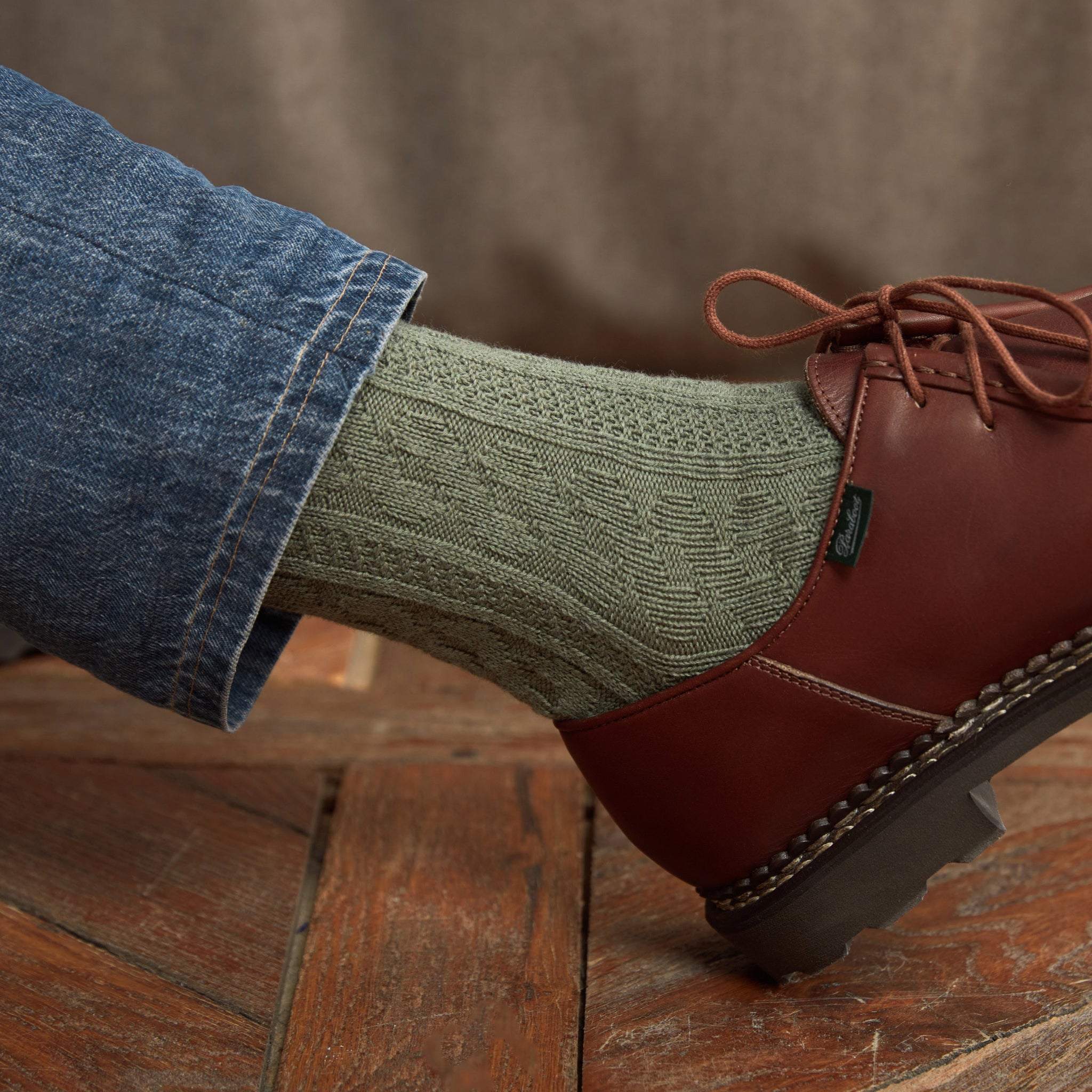 Verde y beige - Twists - Algodón