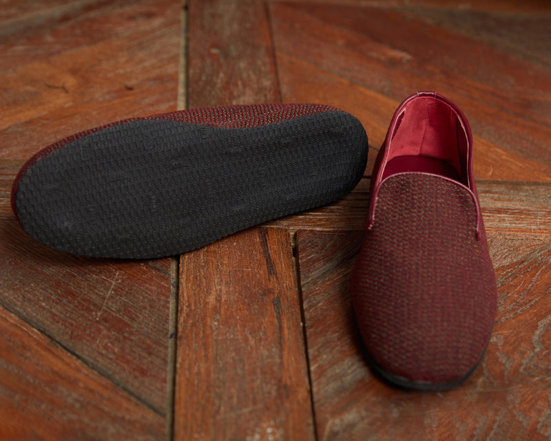 Red & Gold Slippers - Wool & Cotton