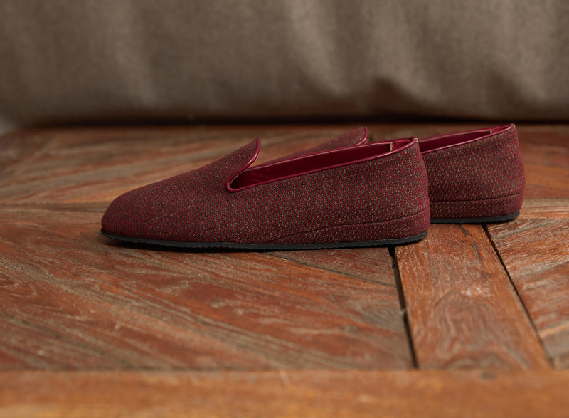 Red & Gold Slippers - Wool & Cotton