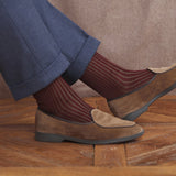 Burgundy & Khaki Green - Cotton Lisle