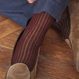 Burgundy & Khaki Green - Cotton Lisle