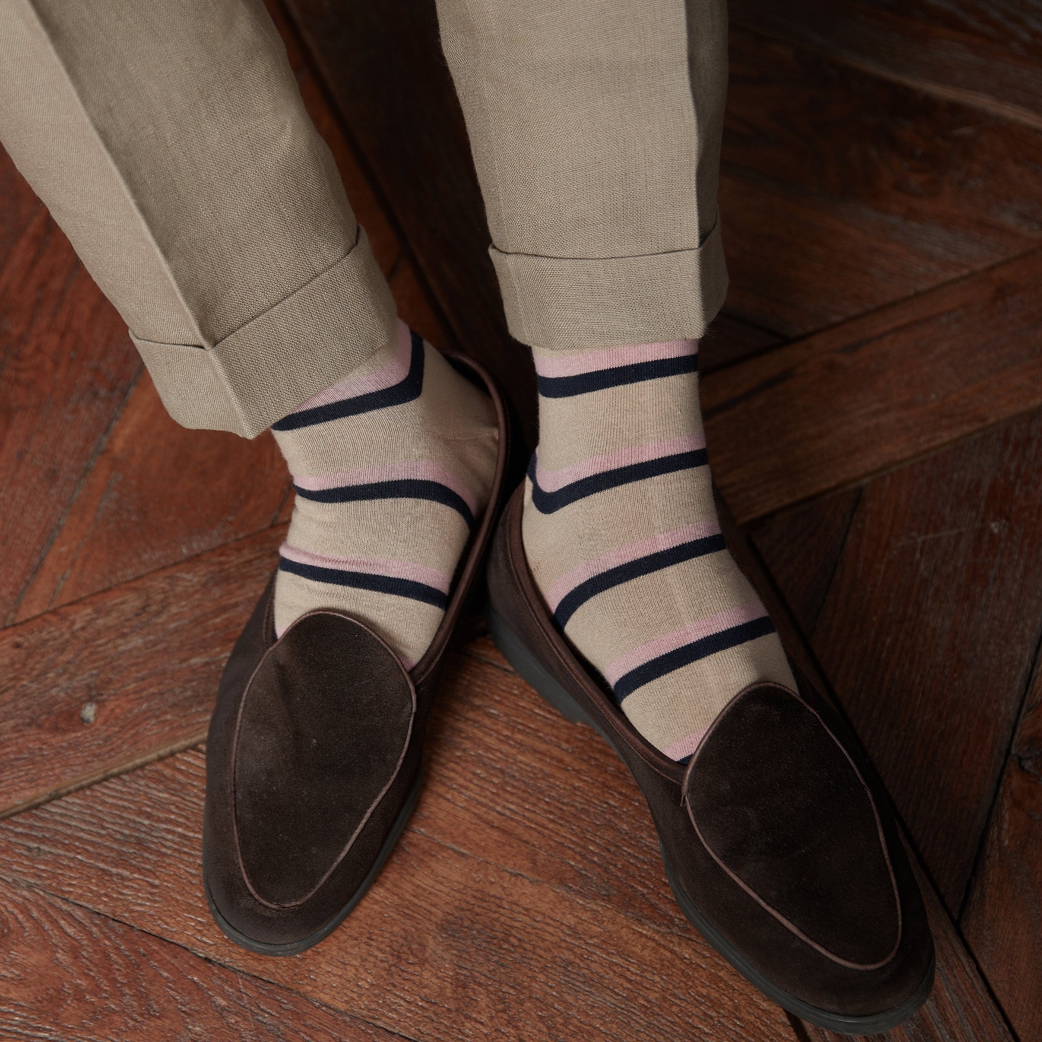 Beige & Rosa & Marine - Baumwolle
