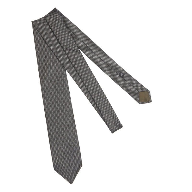 Cravate entrelacs gris & vert- Soie