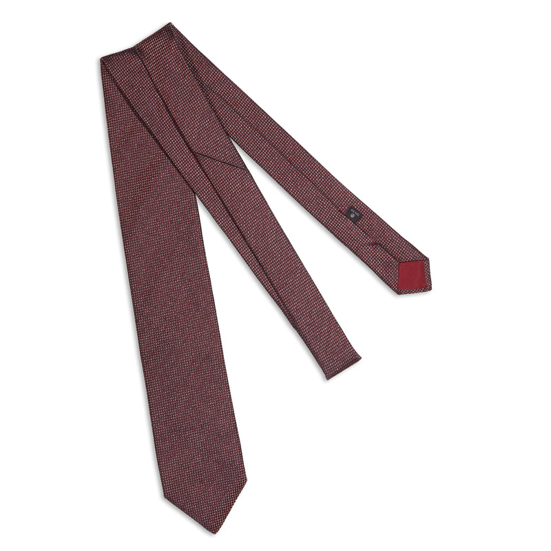 Cravate entrelacs rouge & gris - Soie