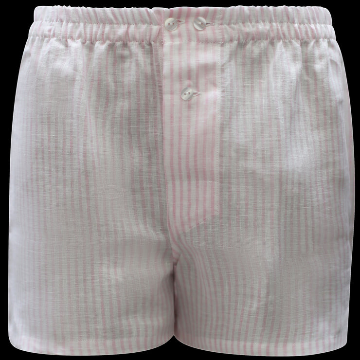 White & Pink striped boxer shorts - 100% Linen - Mazarin – Mes  Chaussettes Rouges