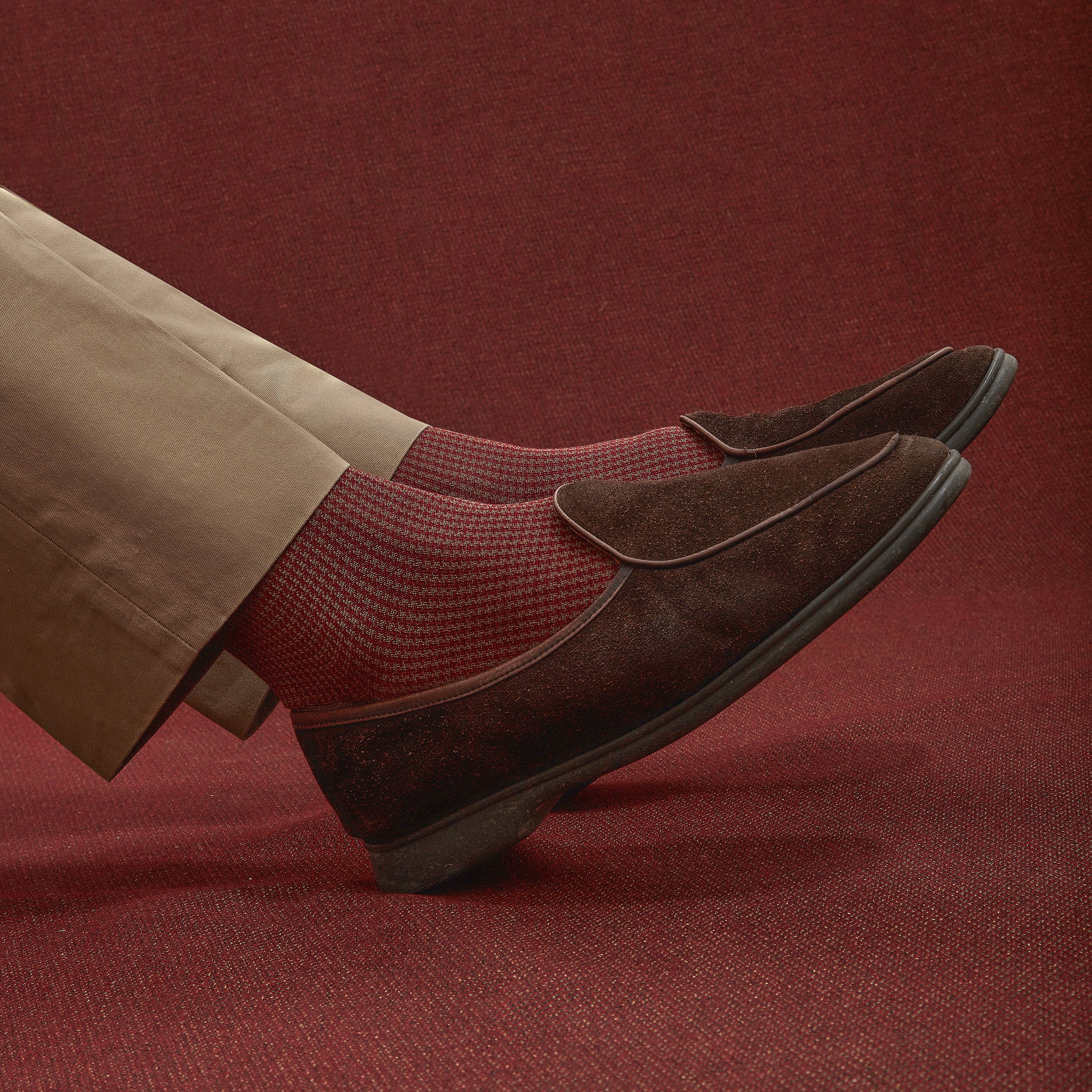 Taupe & Bordeaux - Hahnentritt - Fil d'Écosse Baumwolle