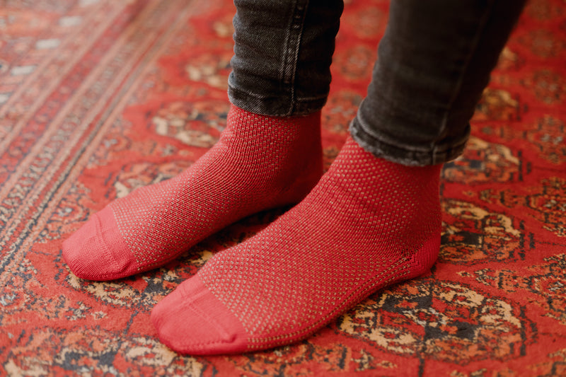 Red - Indoors Socks - Wool