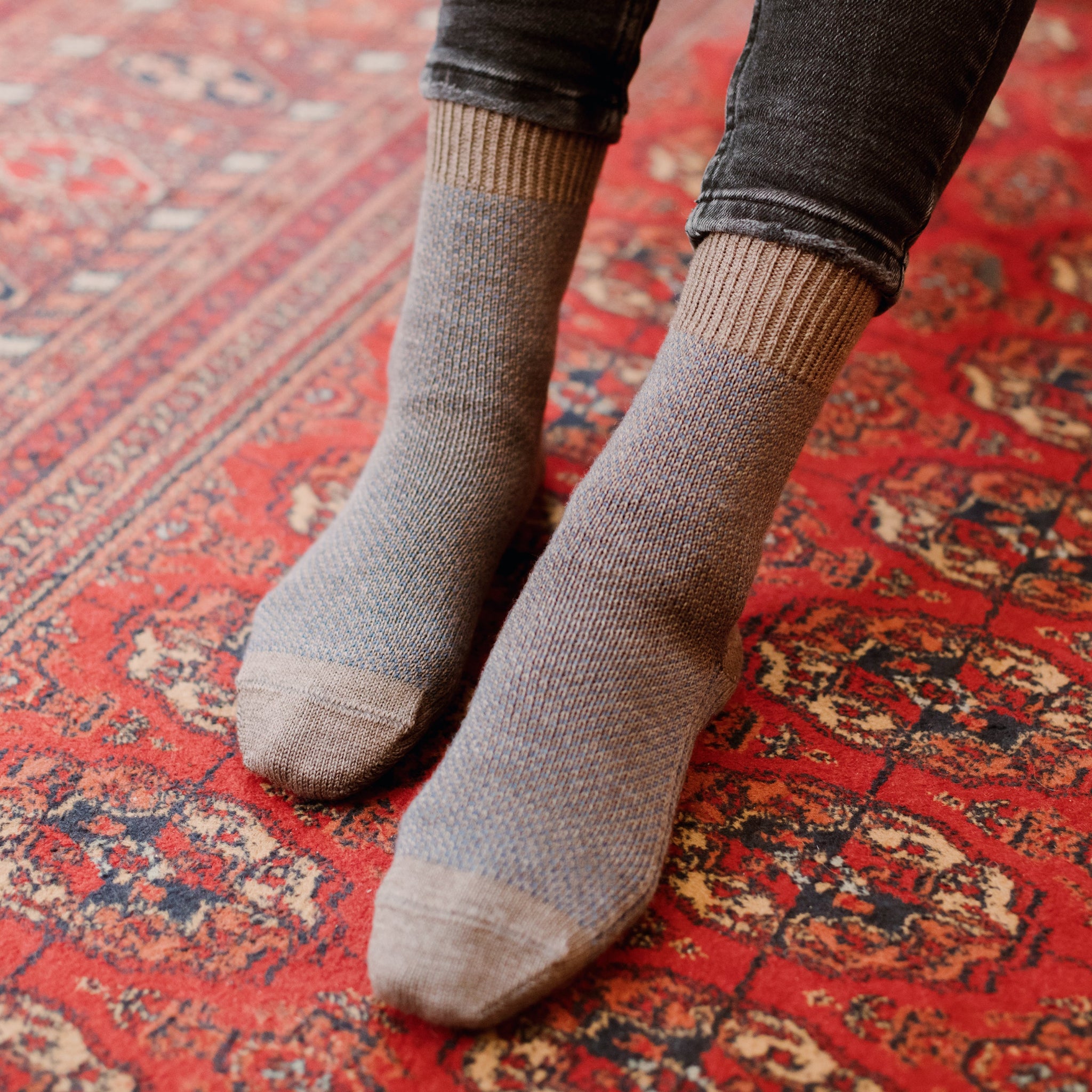 Haussocken Taupe - Wolle