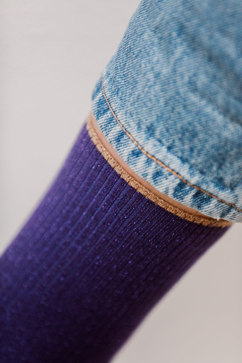 Chaussettes femme Soft Coton à bord souple - Violette