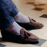 Sky Blue & Orange - Cotton Lisle