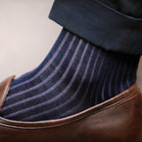 Navy Blue & Violet - Cotton Lisle