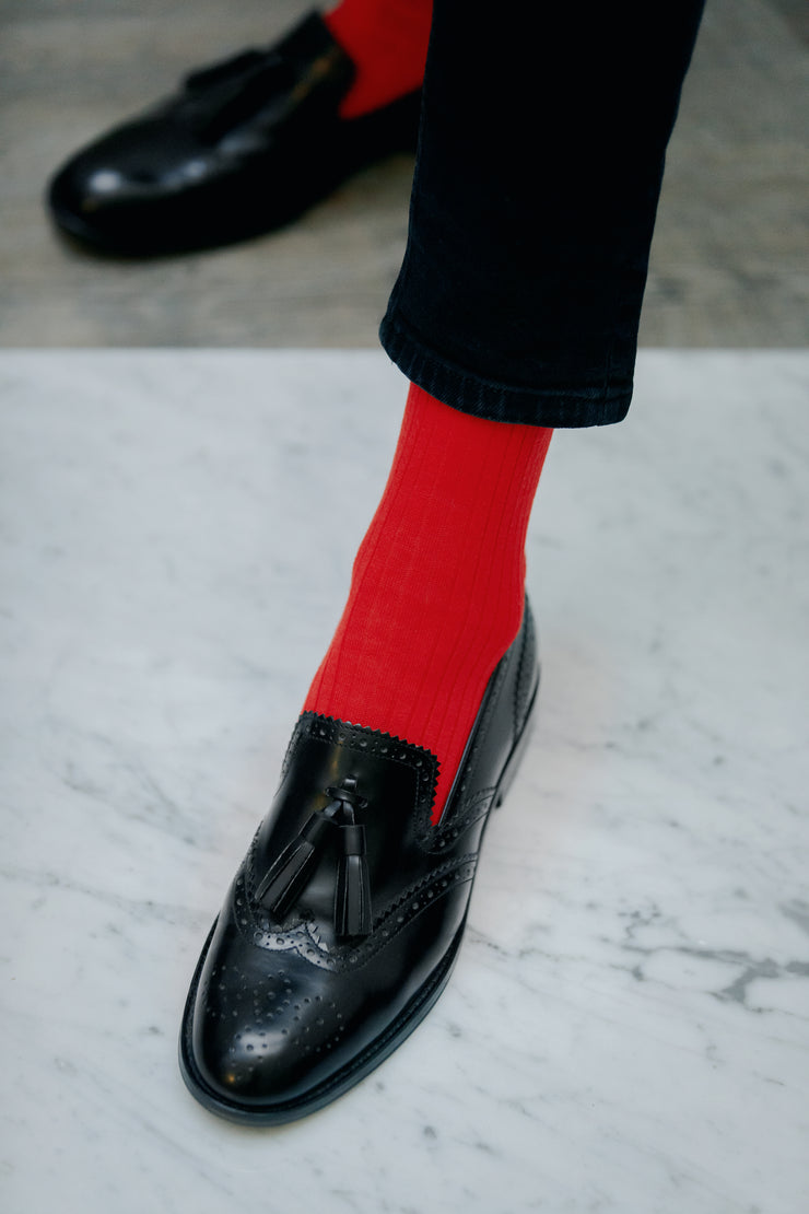 Red knee-high socks - 80% Merino wool - Gammarelli – Mes