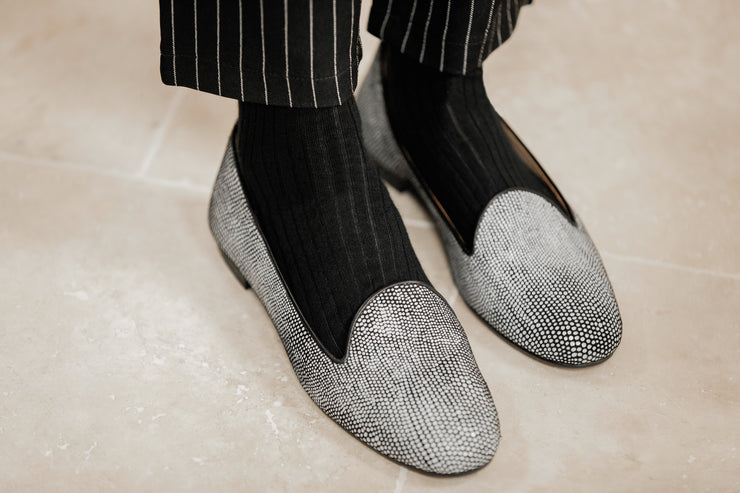 Chaussettes mi bas Noir Cachemire Soie Mazarin Mes Chaussettes Rouges